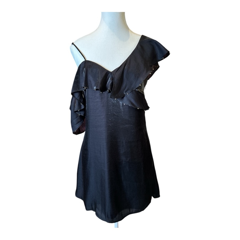 Ale by Alessandra Ambrosio Black Asymmetrical One Shoulder Cocktail Dress